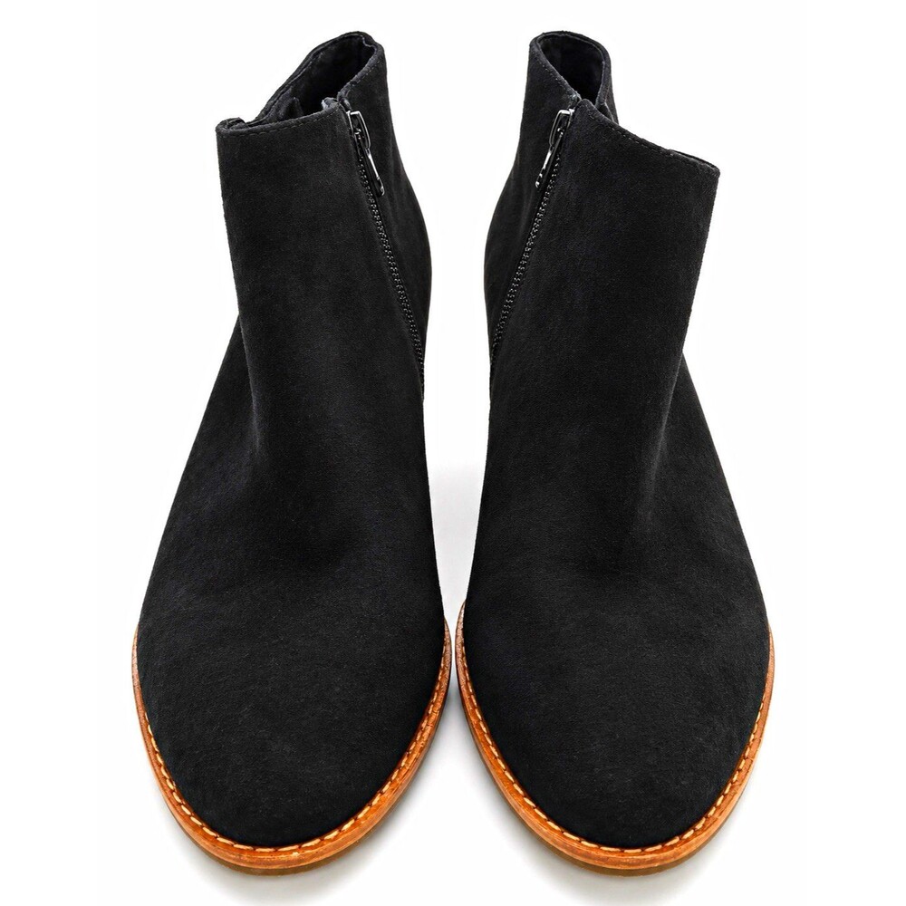 Gianni Bini Women's Black Leather Upper Ankle Booties Side Zip Round Toe 7M